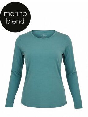 ROYAL ROBBINS merino blend long sleeve base layer aqua size small
